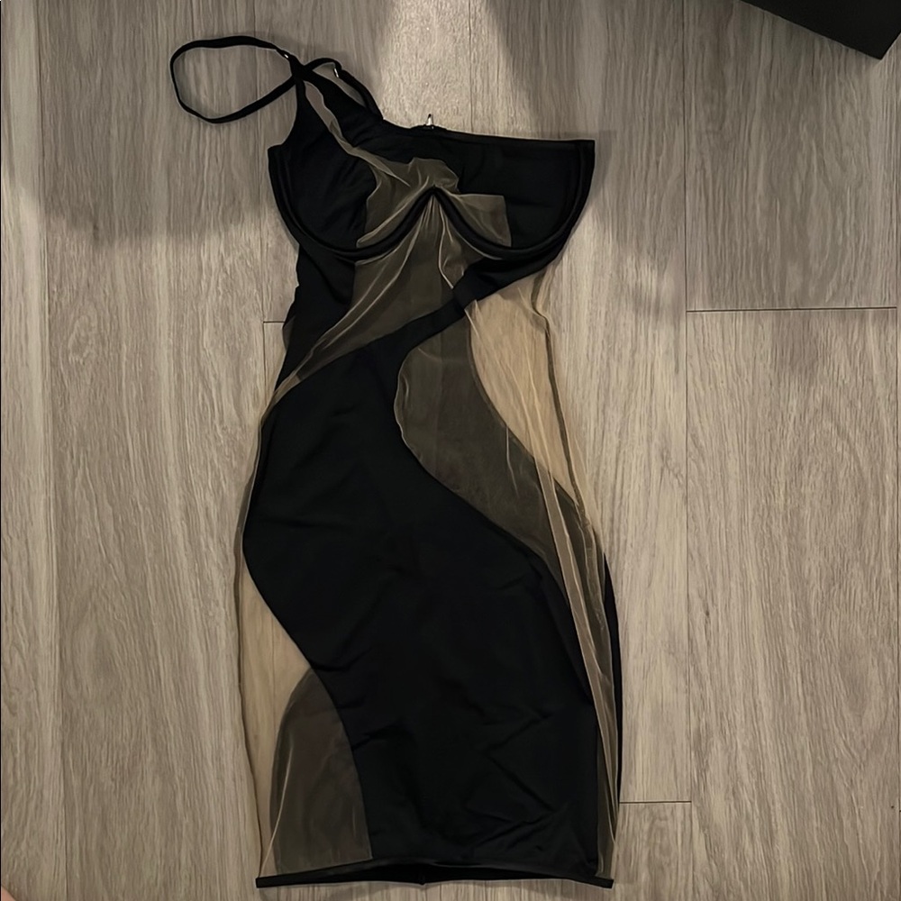 Elegant Black and Tan Dress